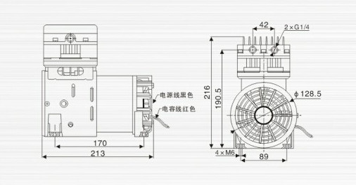 臺冠JP-180S壓縮泵外觀尺寸圖